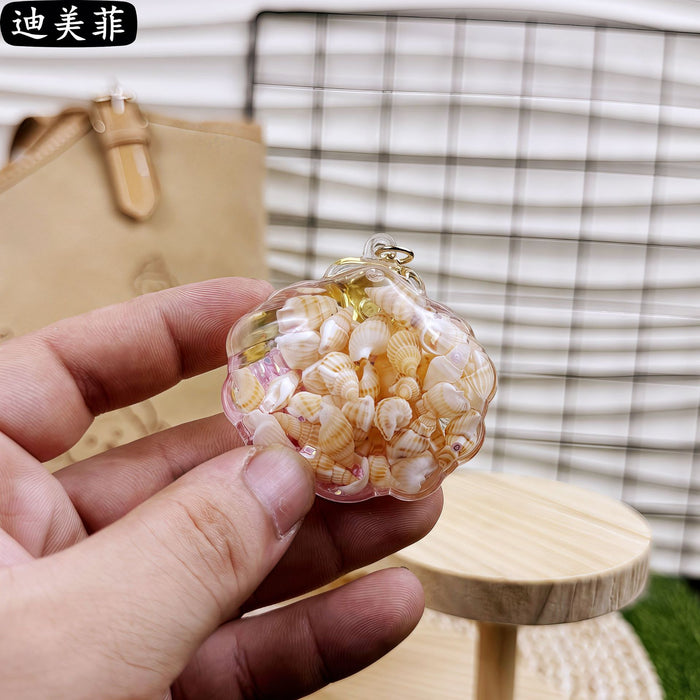 Wholesale Creative Acrylic Oil Shell Conch Exquisite Car Keychain Cute Pink Bag Quicksand Small Pendant Gift
