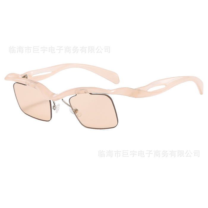 Wholesale New Sunglasses Box Sunglasses Personalized UV Protection Half Frame Irregular Sunglasses