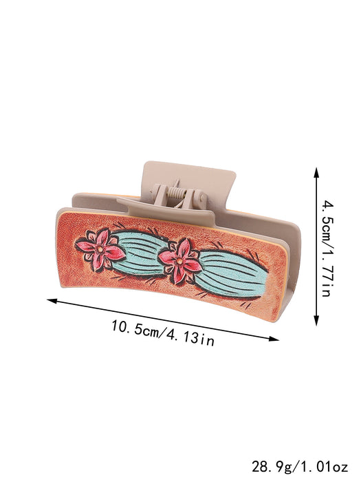 Wholesale Western Denim Style Horse Hair Craft Leather Women' s Hair Clip Grab Clip Shark Clip Hair Accessories Clip