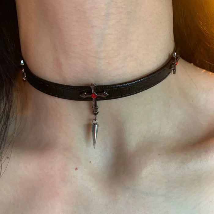 Wholesale Gothic Style Red Cross Necklace