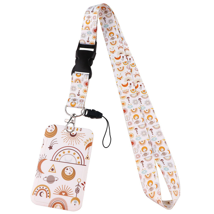 Wholesale Moon-shaped buckle phone lanyard Keychain  with cute card holder