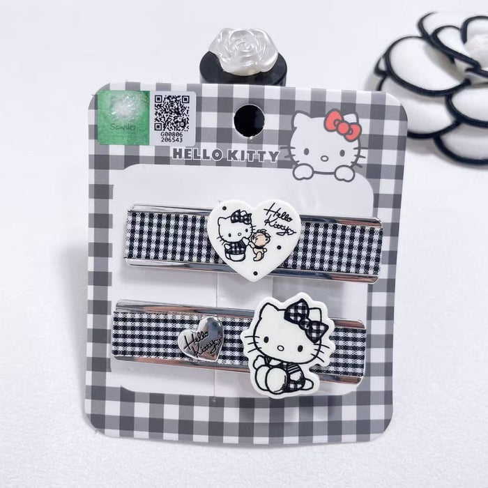 Wholesale Classic black and white checkered minimalist and cute hair clip side clip series