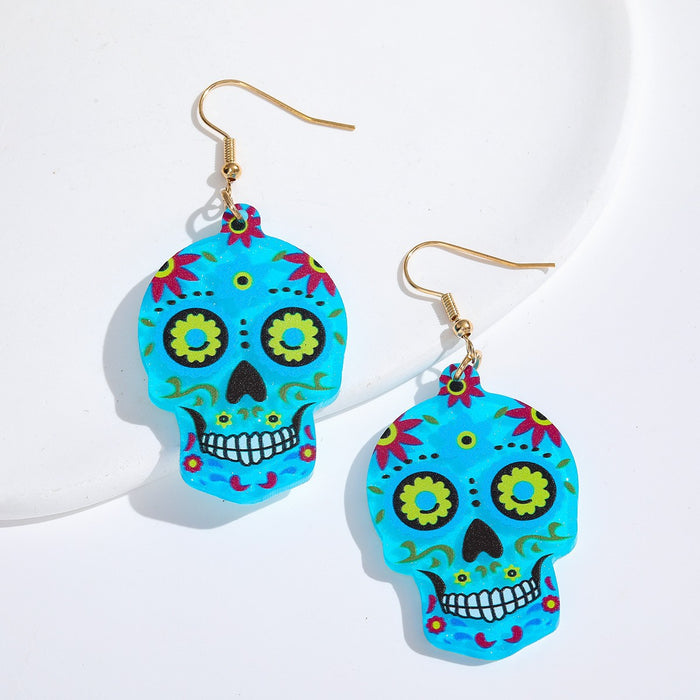 Wholesale Acrylic Skull Earrings Cartoon Hip Hop Punk Ear Studs MOQ≥2