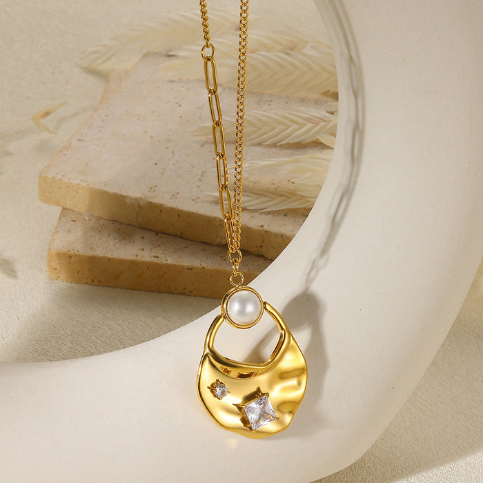 Wholesale Stainless Steel Vacation Ocean Imitation Pearl Jewelry Sunflower Necklace