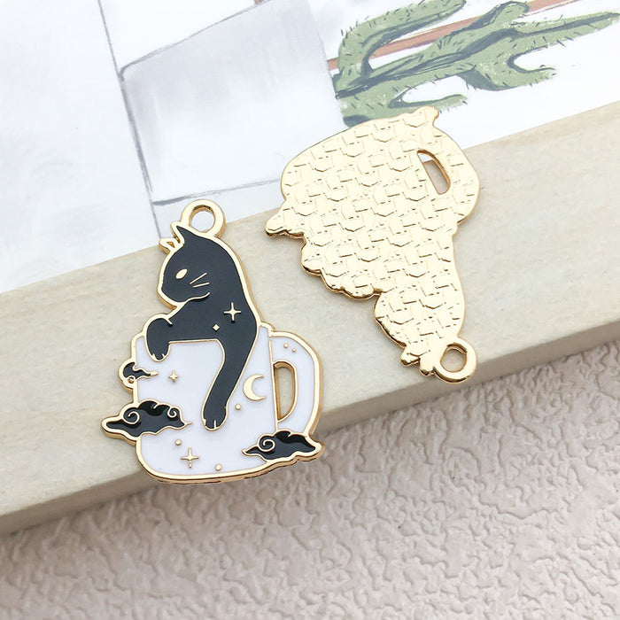 Wholesale Mixed 10 cartoon black and white cat jewelry pendant earrings necklace pendant