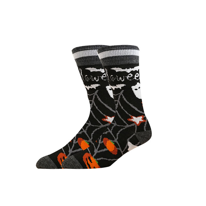 Wholesale  element pattern pumpkin ghost skull autumn and winter style warm breathable mid-tube socks