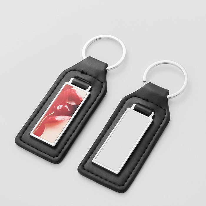 Wholesale Blank aluminum heat transfer photo keychain pendant leather color printing