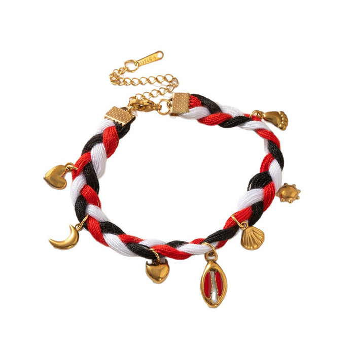 Wholesale New Stainless Steel Ocean Shell Bracelet Hand Woven Titanium Steel Heart shaped Holiday Rope Ornament