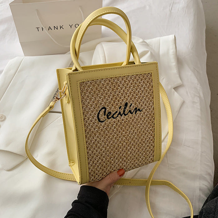 Wholesale Piano Score Straw Handbags