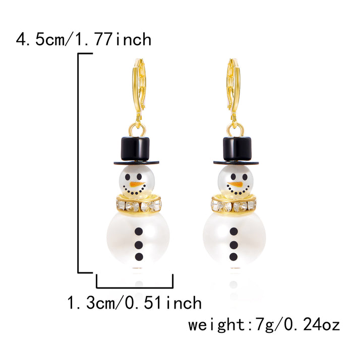 Wholesale Christmas Cute Diamond Snowman Earrings JDC-ES-GangM002