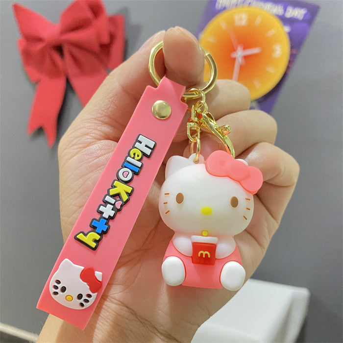 Wholesale Cartoon cross-dressing cat key chain cute national style  school keychain