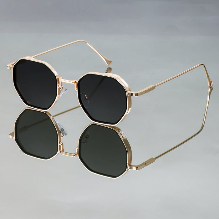Wholesale New metal polygon sunglasses with sun shading and high-end feel, fashionable and trendy sunglasses