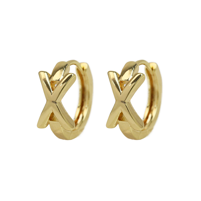 Wholesale  18k gold high-polished brass simple 26 English letters earrings