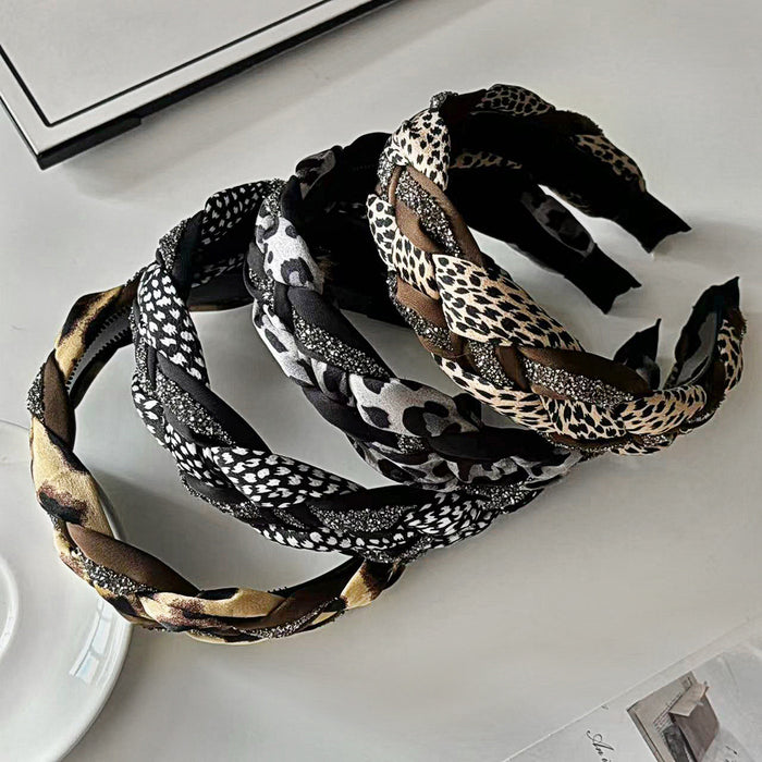 Wholesale Leopard Satin Twist Hair Band Wide-brimmed Hair Pin High-end