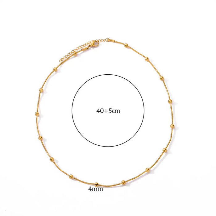 Wholesale Stainless Steel 18K Gold Beaded Round Snake Chain  Necklace