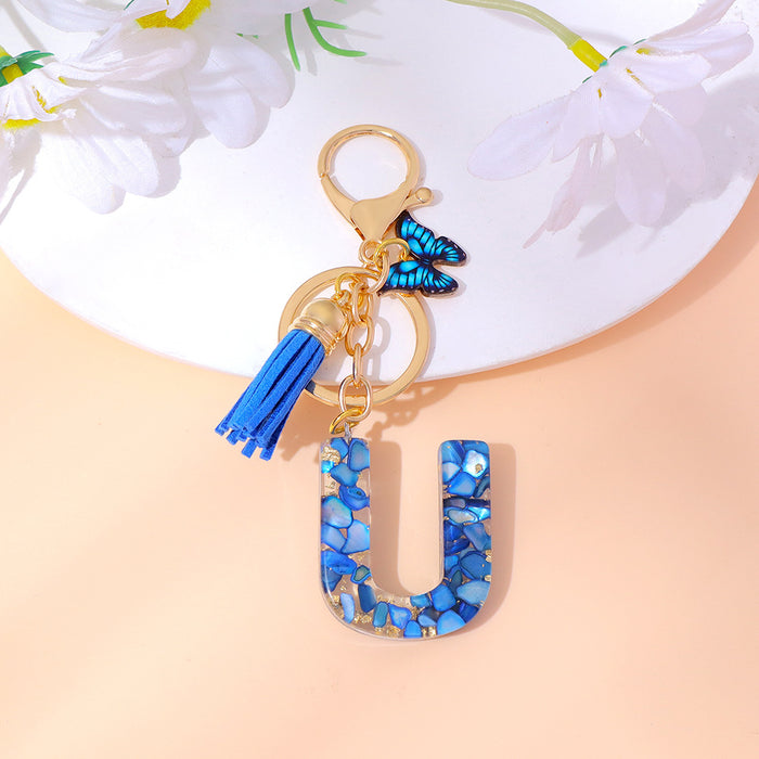 Wholesale Letter Keychain Tassel Butterfly Girl Bag Pendant