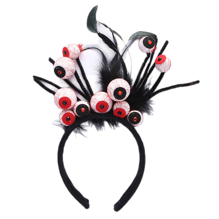 Wholesale 12PCS Halloween Terror Red Blood Eyeball Decorative Fabric Hair Hoops JDC-HD-MeiY001