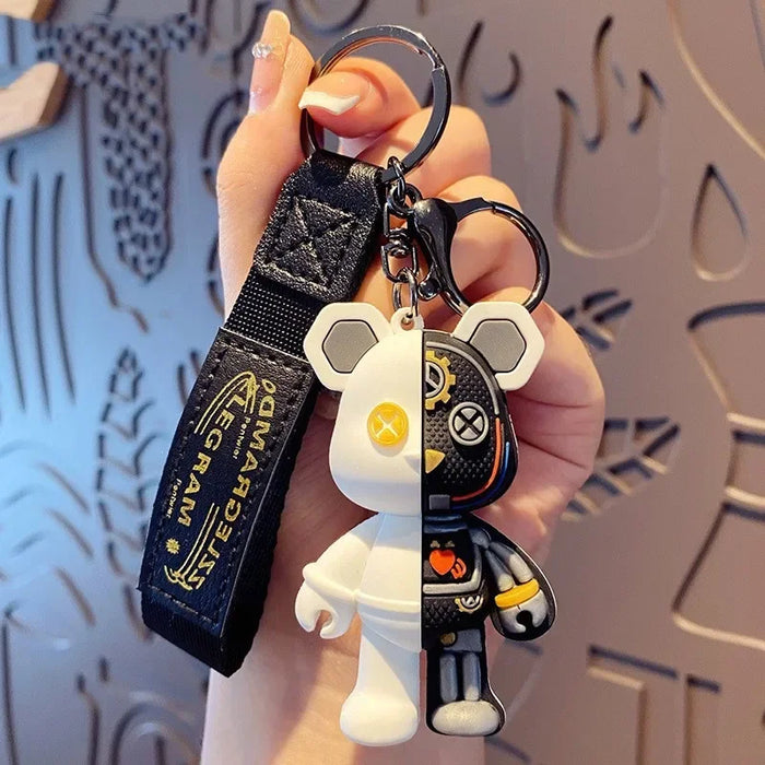 Wholesale Semi dissecting mechanical teddy bear keychain pendant, cartoon car wholesale decoration, cute backpack accessories, gifts