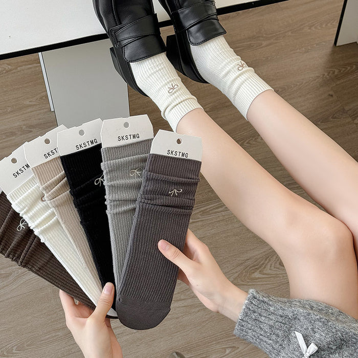 Wholesale New socks with bow embroidery, midsole, loose mouth, stacked socks