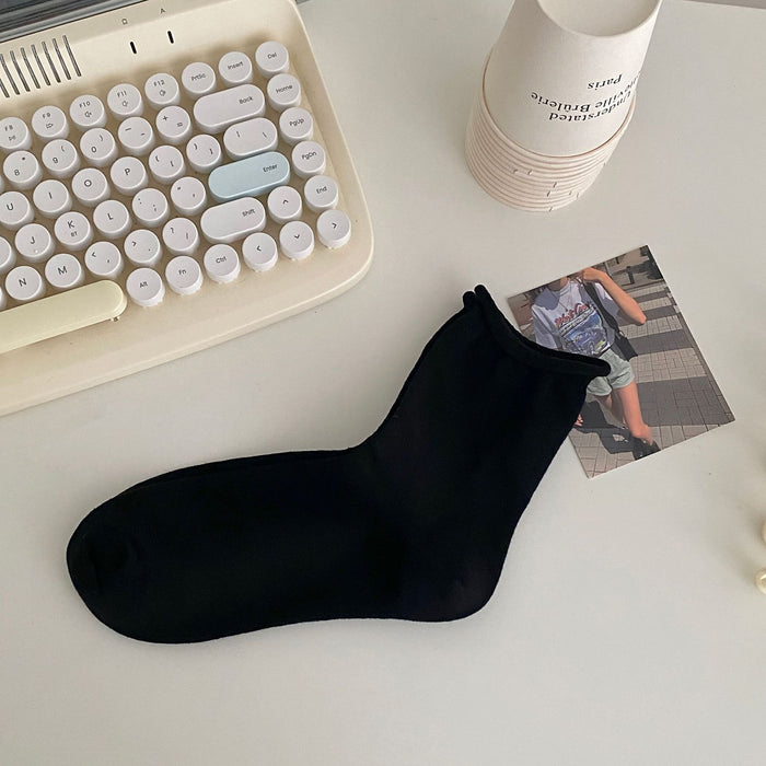 Wholesale Socks, mid tube socks, pure cotton, simple sports, rolled edge short tube socks