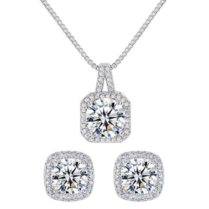 Wholesale Twelve Stars Stone Square Sugar Necklace High-grade Four-claw Square Bag Necklace