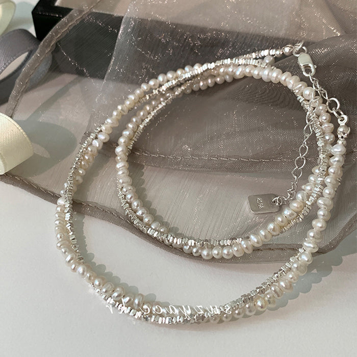 Wholesale Double-layer pearl wrapped necklace, retro personality, simple and versatile, temperament neck chain, clavicle chain