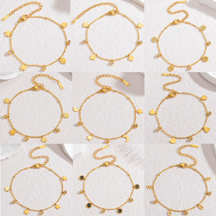 Wholesale 2pcs Star  Moon  Heart  Butterfly - Simple and High-End Titanium Steel Bracelet