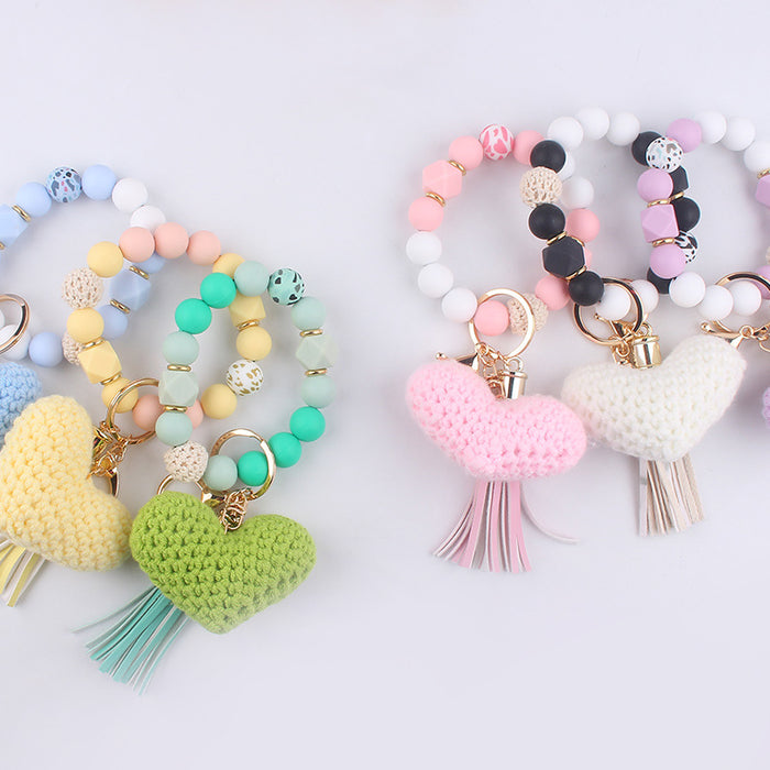 Wholesale Cartoon Love Bracelet Beaded  Keychain