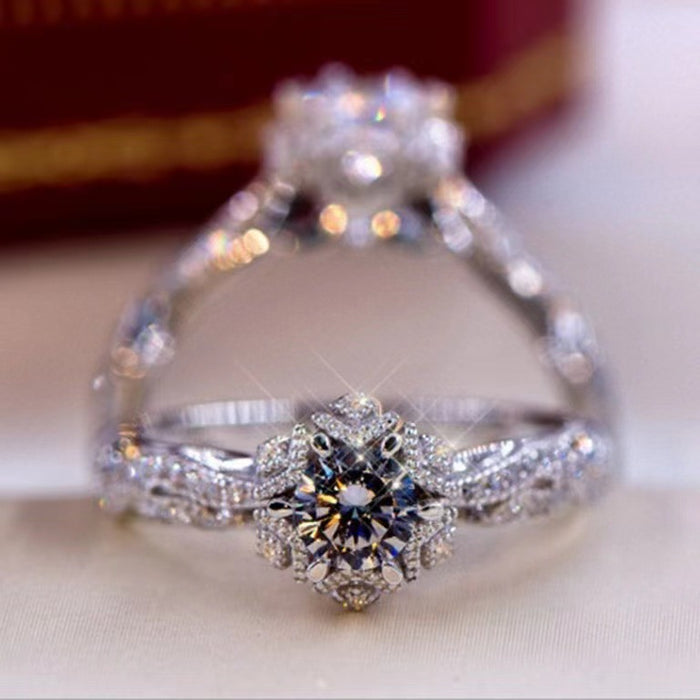 Wholesale Diamond inlaid flower ring luxury ring jewelry