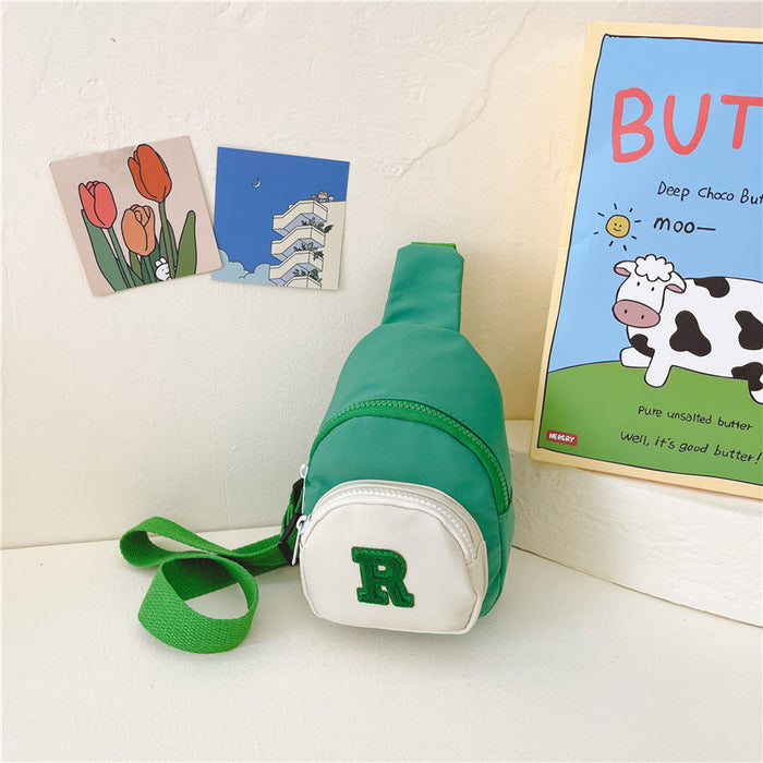 Wholesale Children's bag, letter contrasting chest bag, stylish baby change, nylon crossbody bag