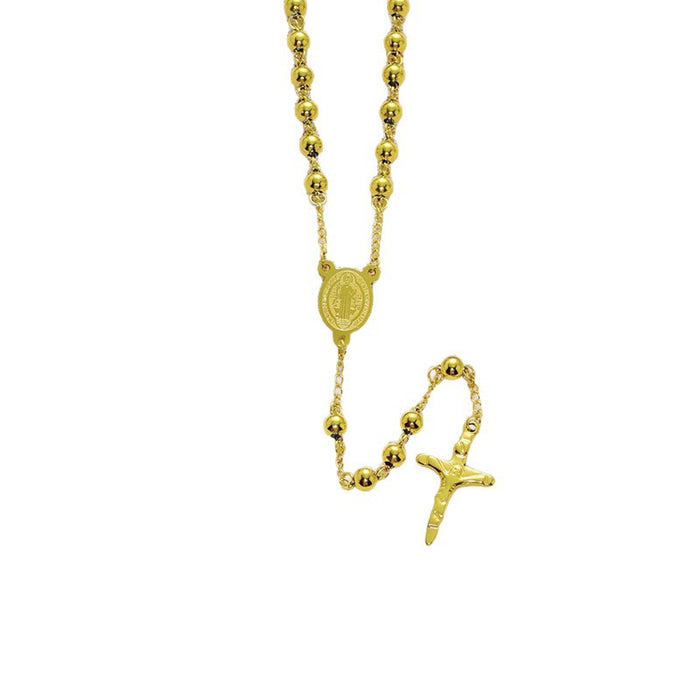 Wholesale Round bead chain titanium steel cross stainless steel 6mm pendant high-end necklace accessory