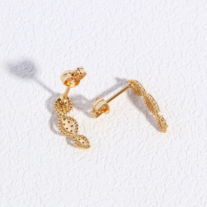 Wholesale Copper Gold Inlaid Zircon Water Drop Peanut Zircon Earrings JDC-ES-BaiTian013