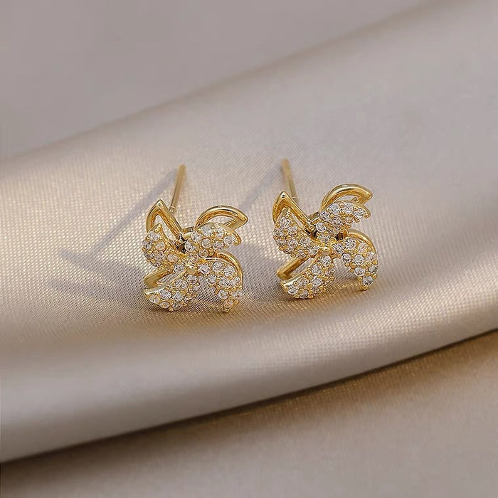 Wholesale Rotating windmill alloy earrings