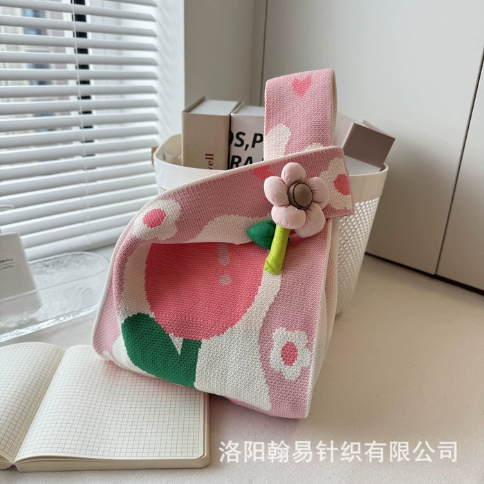 Wholesale New niche designer's flower themed knitted bag, handbag, handbag, and gift bag