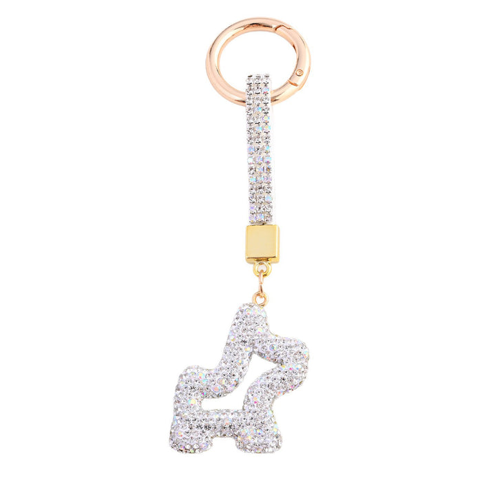 Wholesale Diamond Rope Round Buckle Clay Puppy Keychain