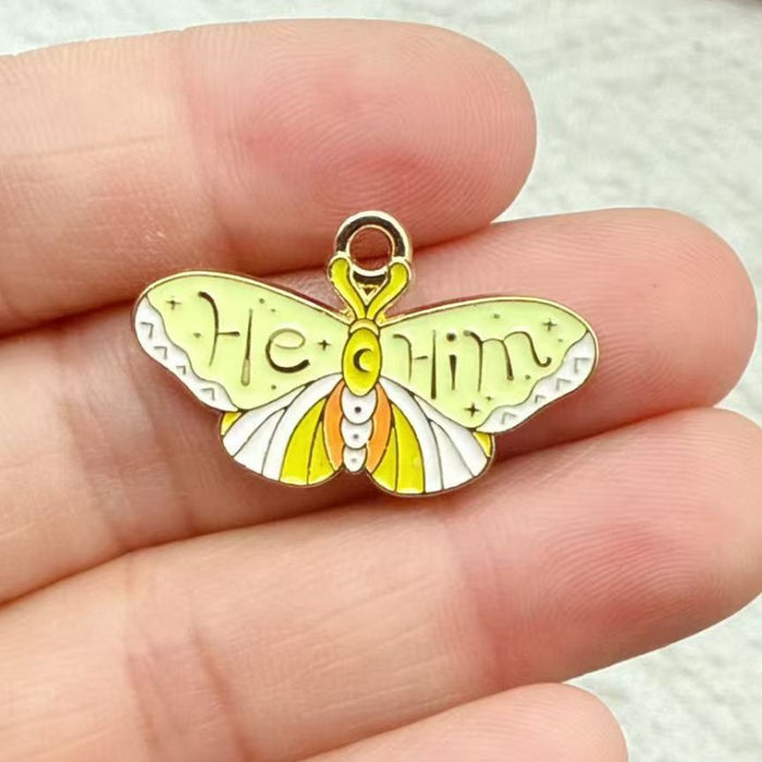 Wholesale 10pcs Colorful Alloy Butterfly and Moth DIY Bracelet Necklace Keychain Pendant