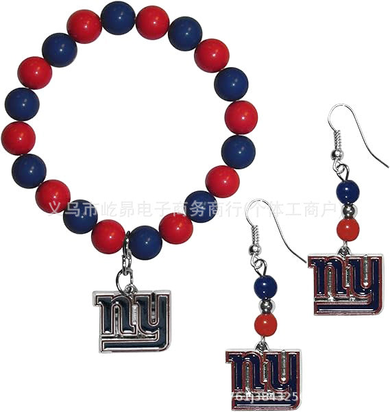 Wholesale Football Colored Candy Acrylic Bead Bracelet Earring Set