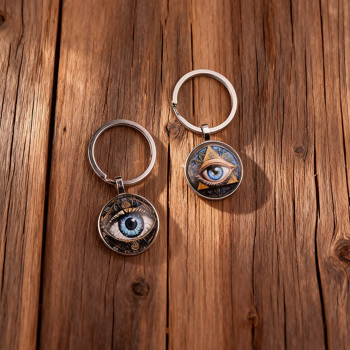 Wholesale Evil Eye Four-Leaf Clover Metal Keychain