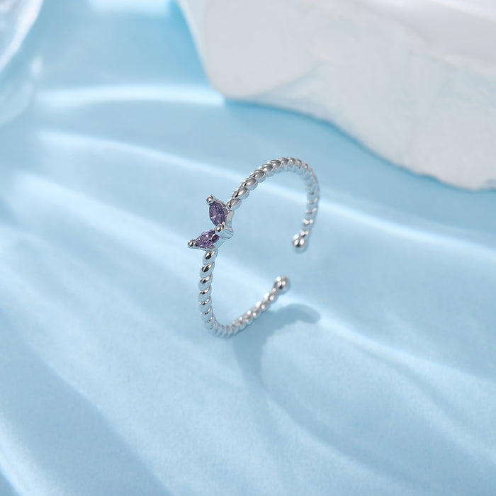 Wholesale Light luxury pure silver ring for women, niche and non fading spiral zircon open ring