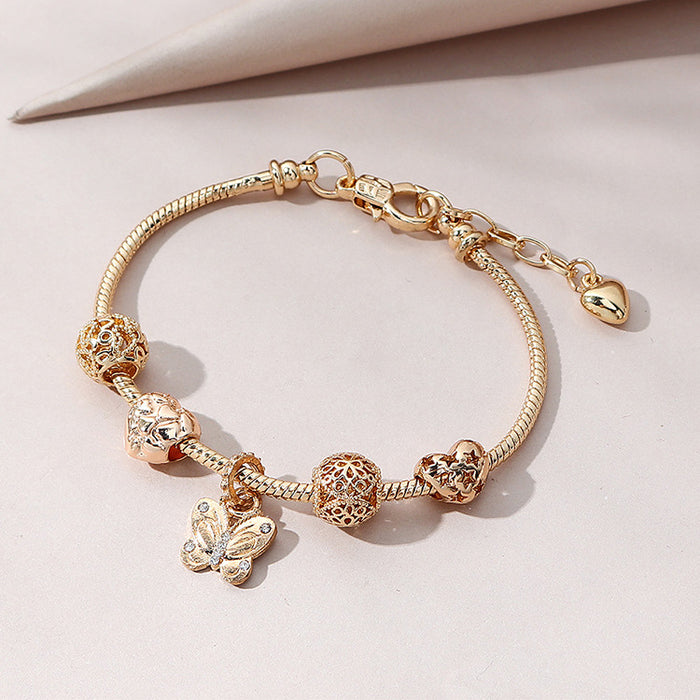 Wholesale Hollow Butterfly Diamond Beaded Crystal Bracelet JDC-BT-Qianzi002