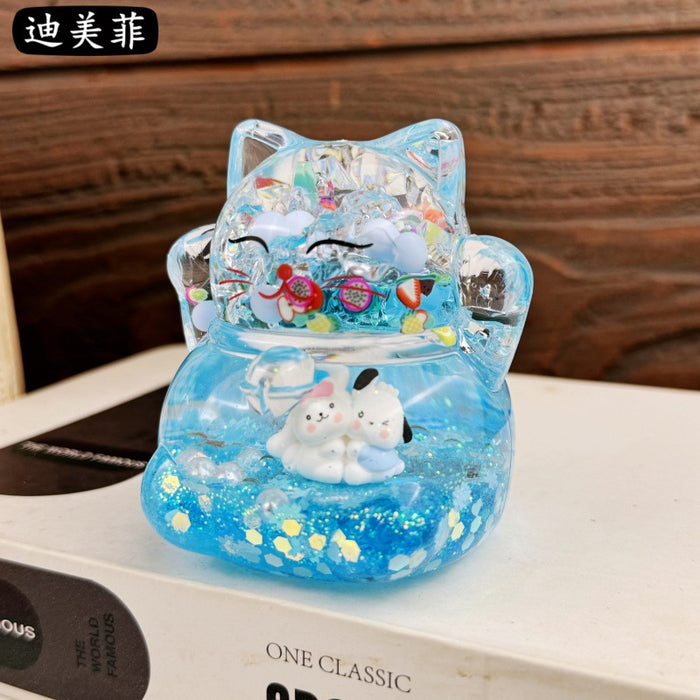 Wholesale Oil Drops Liquid Sand Bottle Acrylic Oil Ornaments Dripping Lucky Cat Oil Leakage Small Gift