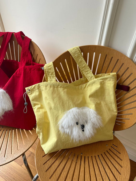 Wholesale Printed drawstring shoulder bag, large capacity handheld canvas, simple and fashionable