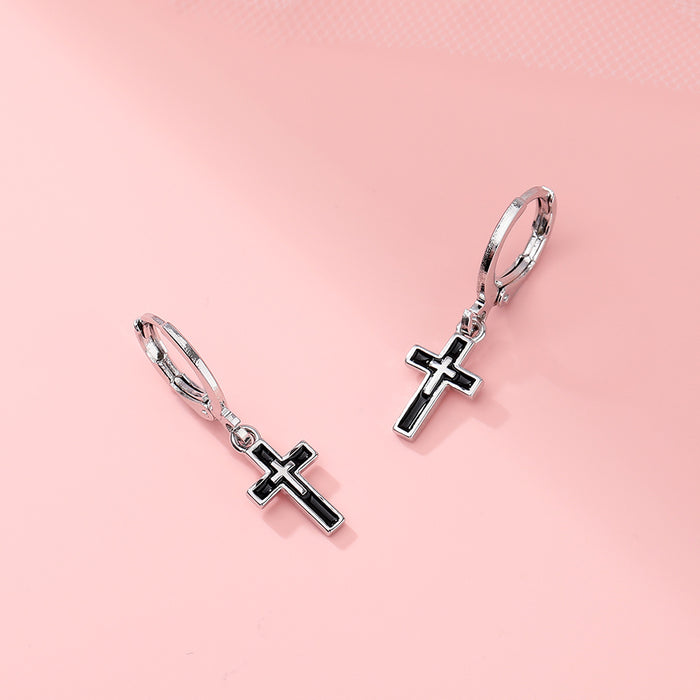 Wholesale Cross ear buckle street earrings niche retro design ear loops