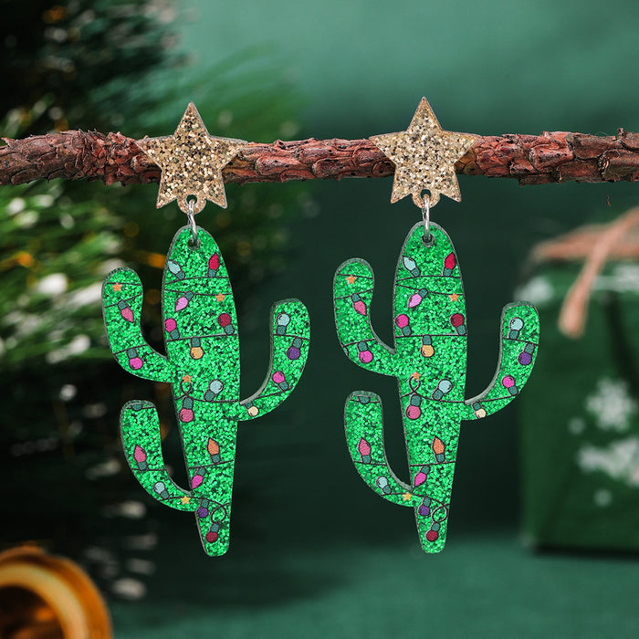Wholesale Christmas tree earrings love acrylic earrings