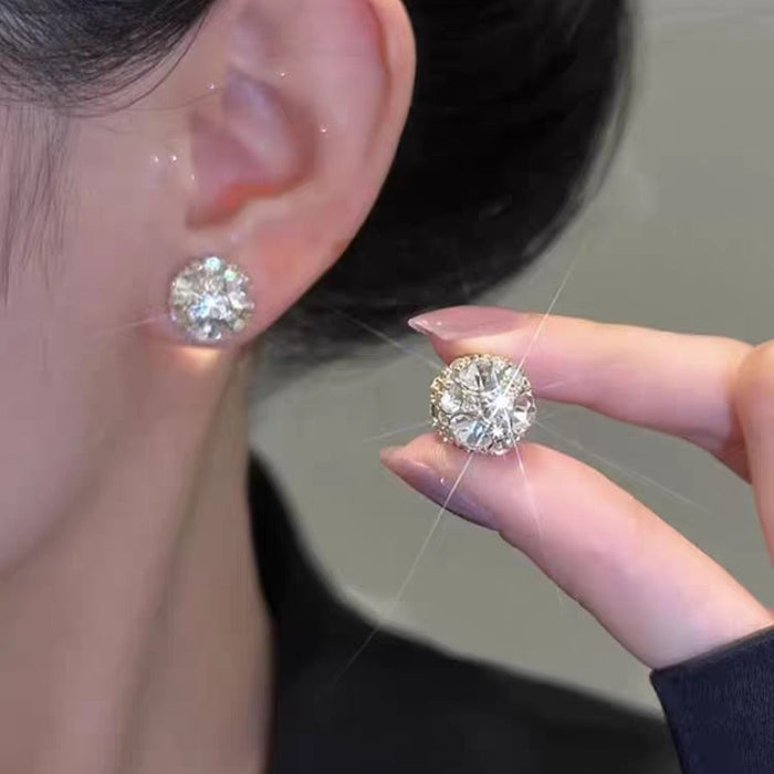 Wholesale Zircon magnetic earrings without piercings, exquisite and versatile high-end earrings, light luxury and high-end ear clips