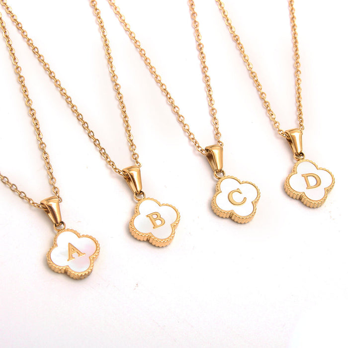 Wholesale gold-plated letter necklace women four-leaf letter pendant necklace jewelry