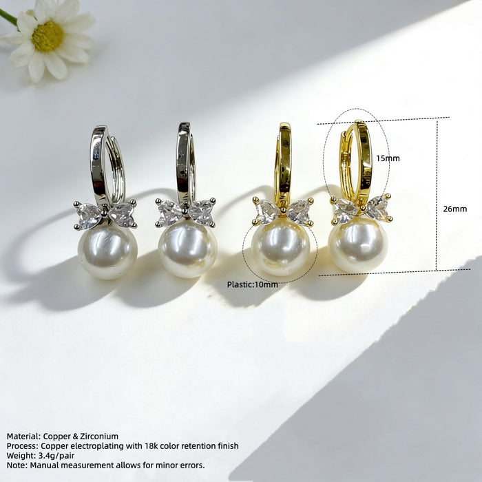 Wholesale Bow Pearl Hoop Earrings