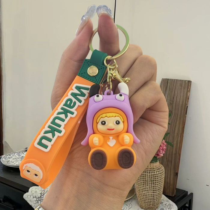 Wholesale Cartoon soft rubber 3D doll pendant Keychains