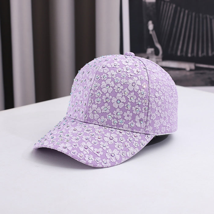 Wholesale Bubble print color diamond baseball cap, fashionable and versatile duckbill cap, outdoor sun protection and sunshade cap