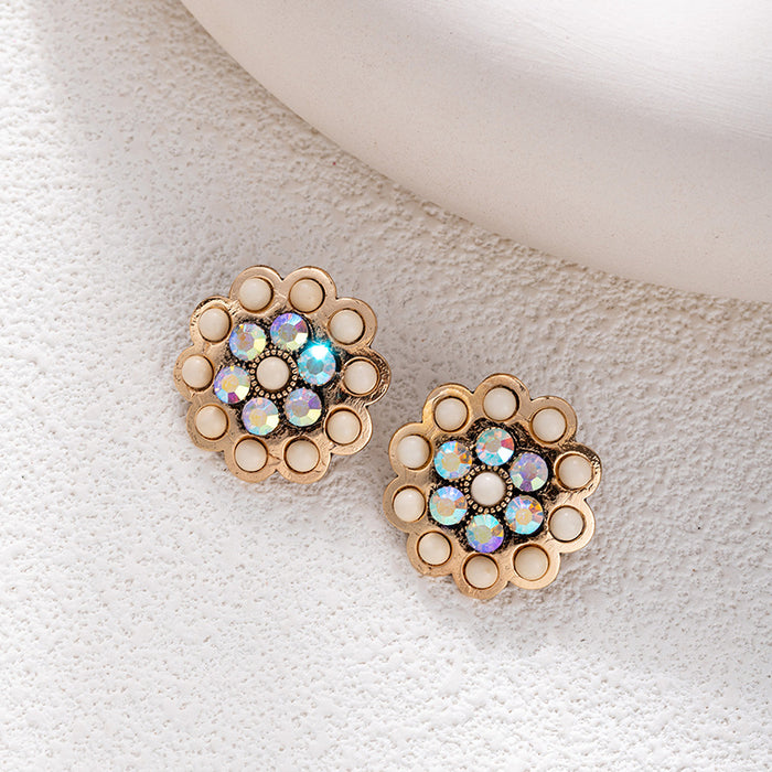 Wholesale Retro ethnic turquoise flower earrings